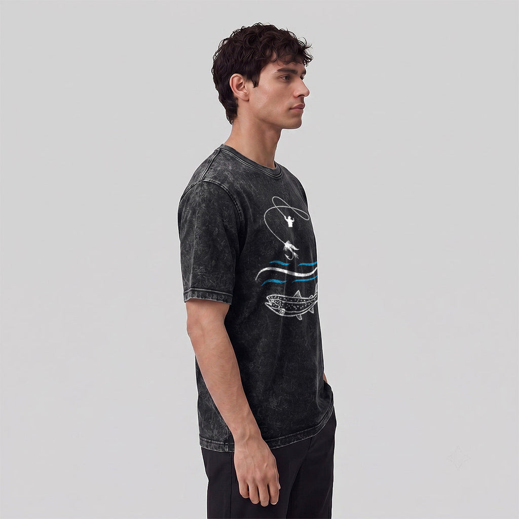 Fishing Pattern Natural Style Ultra-soft Fabric T-Shirt