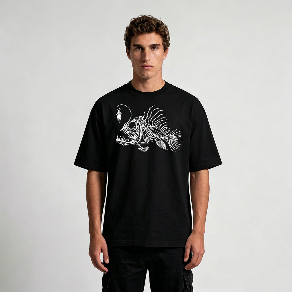 Underwater Fishbone Pattern Cotton Casual T-Shirt