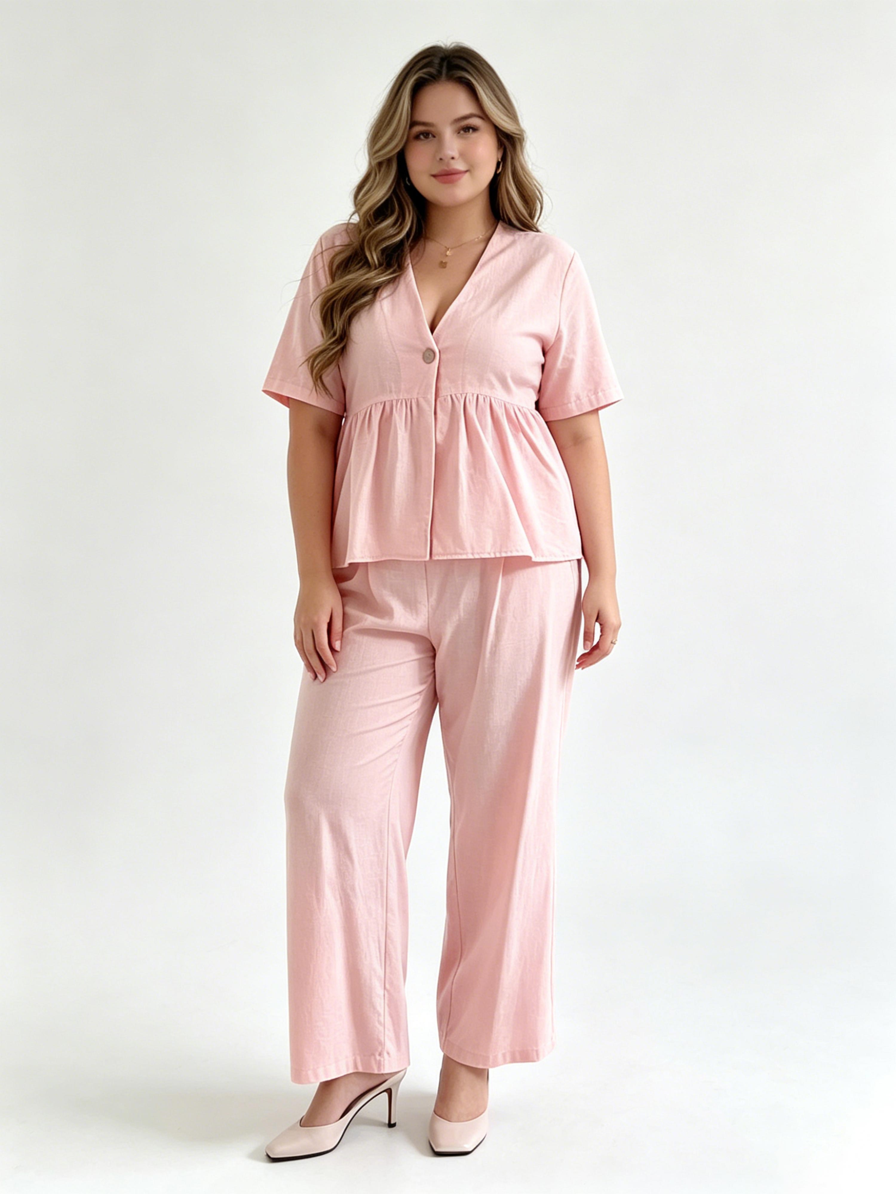 Fashionable Elegant V-Neck Loose Casual Set