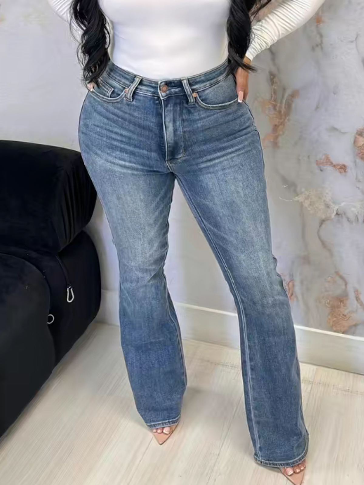 High Rise Belly Control Flare Jeans