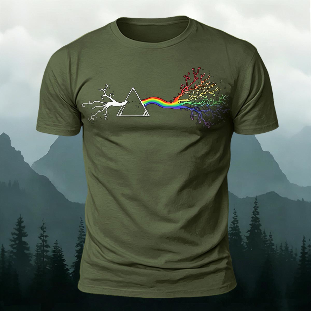 Colorful Tree Print Premium Cotton Round Neck T-Shirt