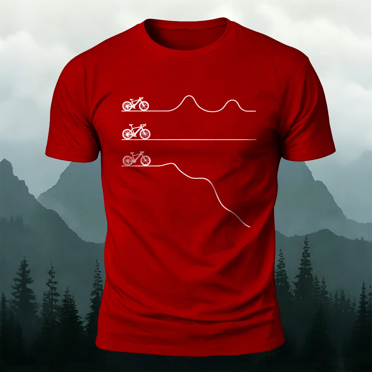 Outdoor Cycling Road Print 100% Cotton Casual T-Shirt