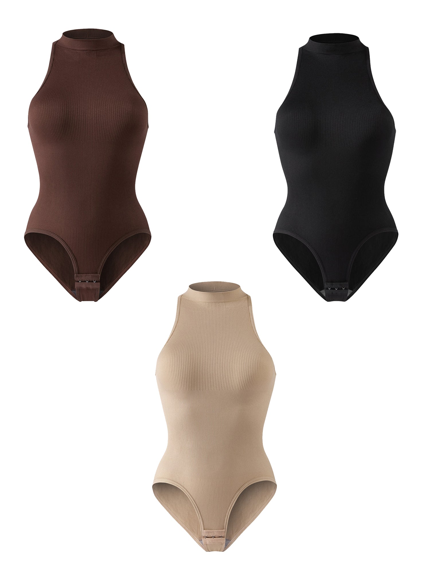 High Neck Sculpt Thong Bodysuit Belly Control Shapewear