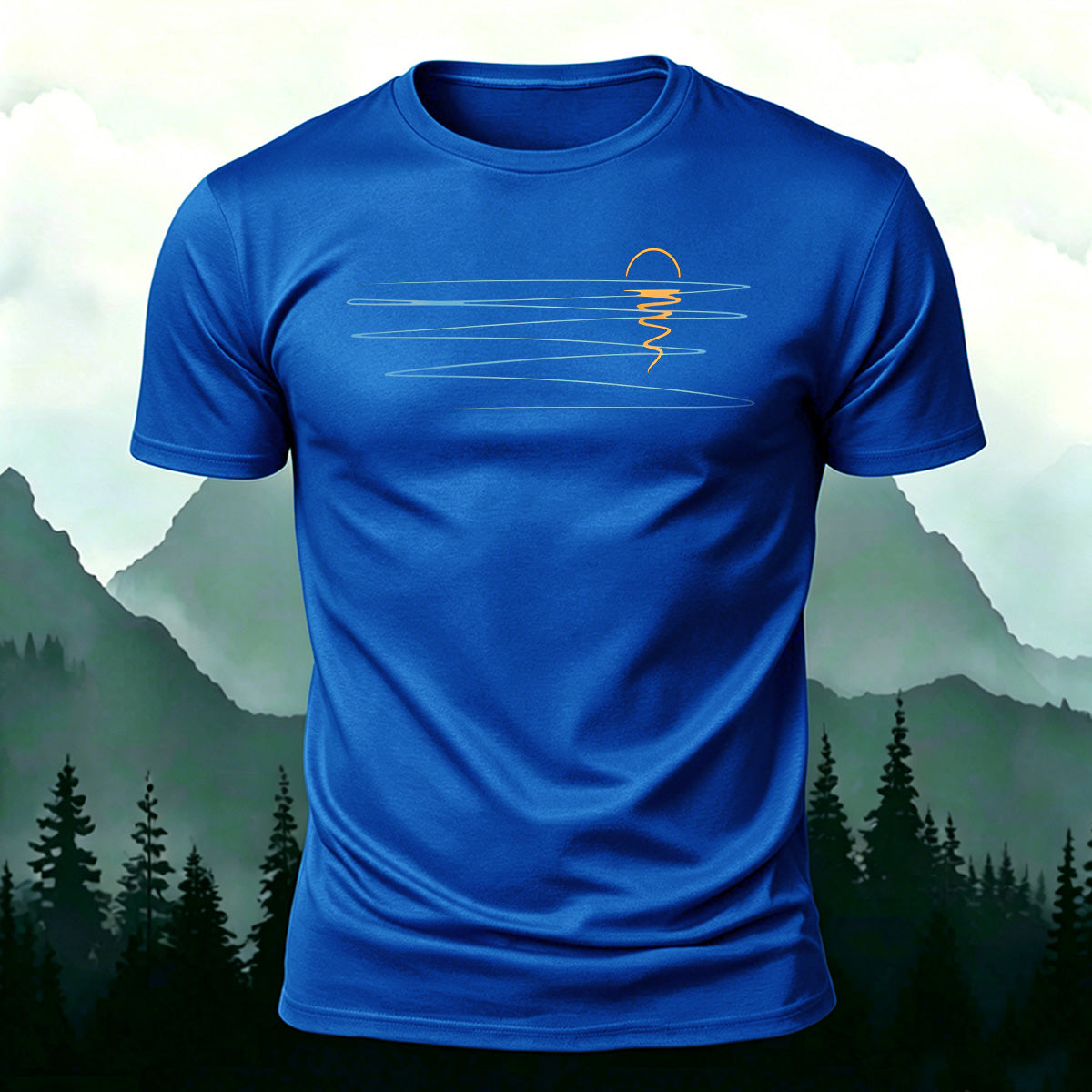 Sunset Line Pattern Minimalist Skin-friendly Casual T-Shirt