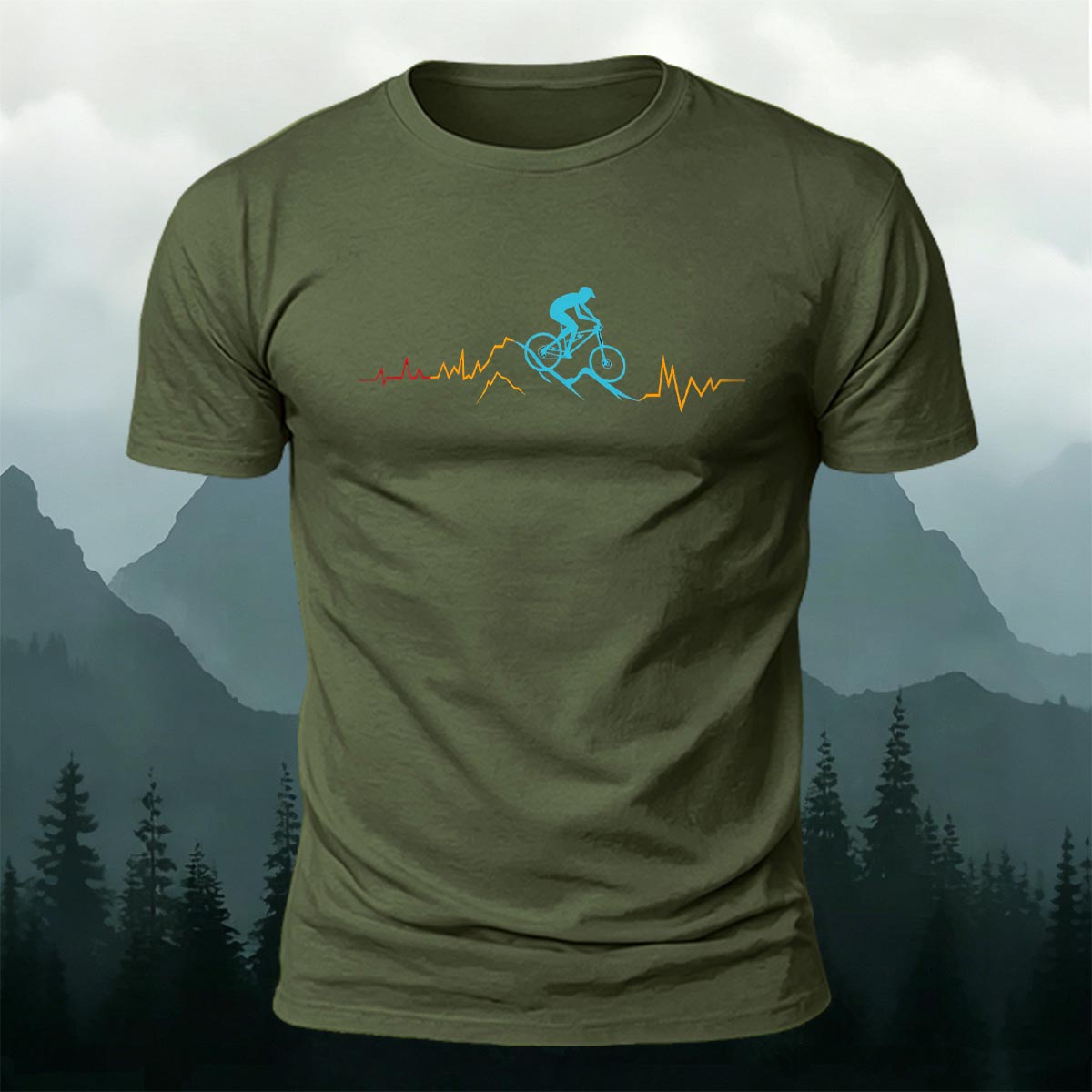 Cycling Line Pattern Skin-friendly Cotton T-Shirt