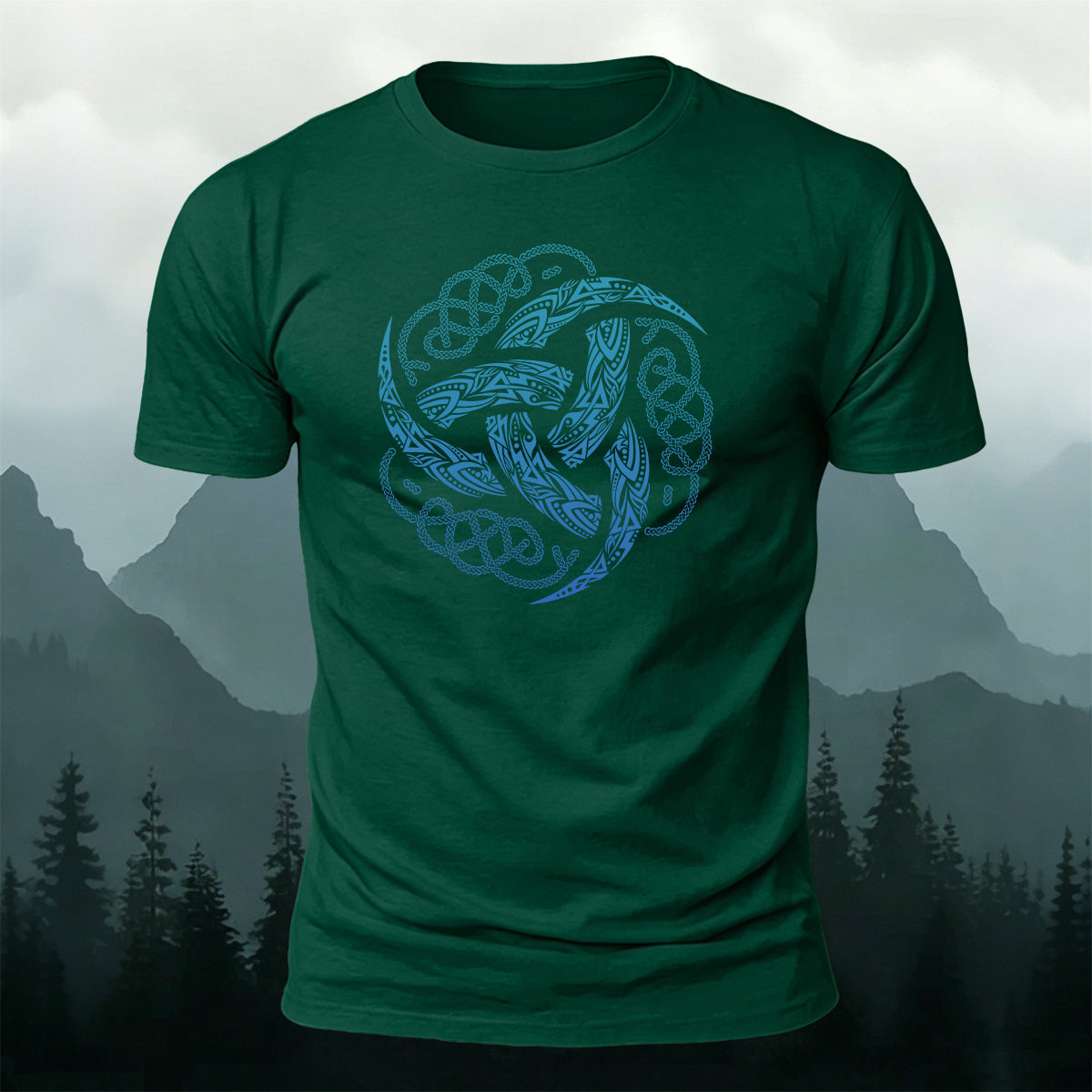 Viking Mythology Totem Print Casual Cotton T-Shirt