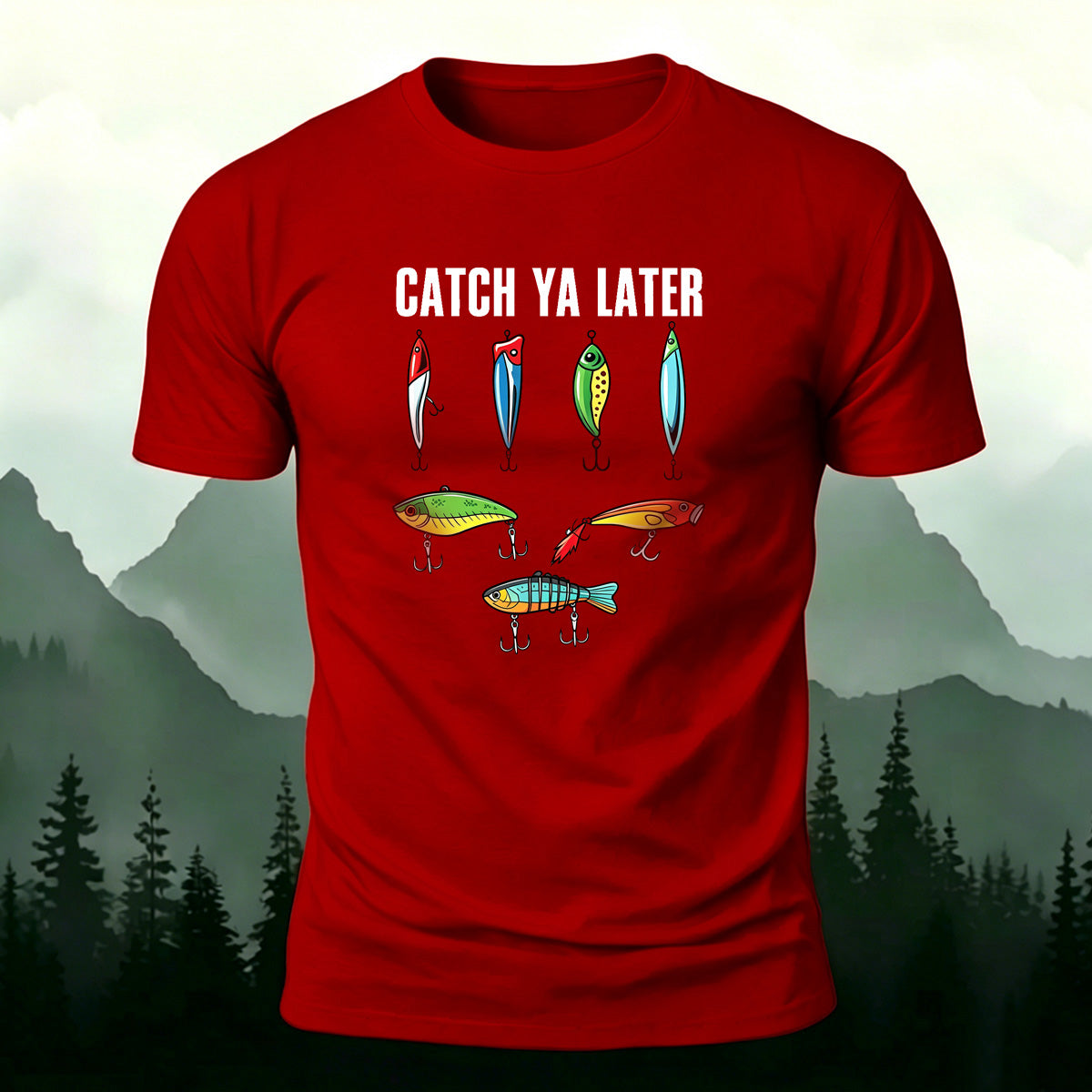 Cartoon Colorful Fish Pattern Simple Casual T-Shirt