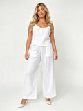 Summer Sleeveless Nude-Colored Cotton-Linen Set