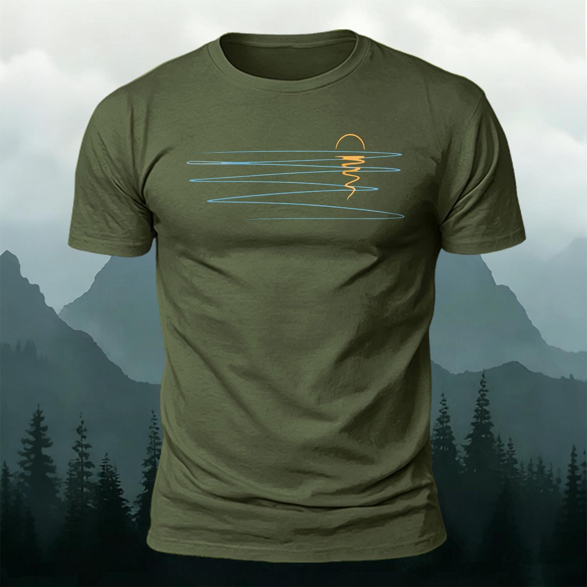 Sunset Line Pattern Minimalist Skin-friendly Casual T-Shirt