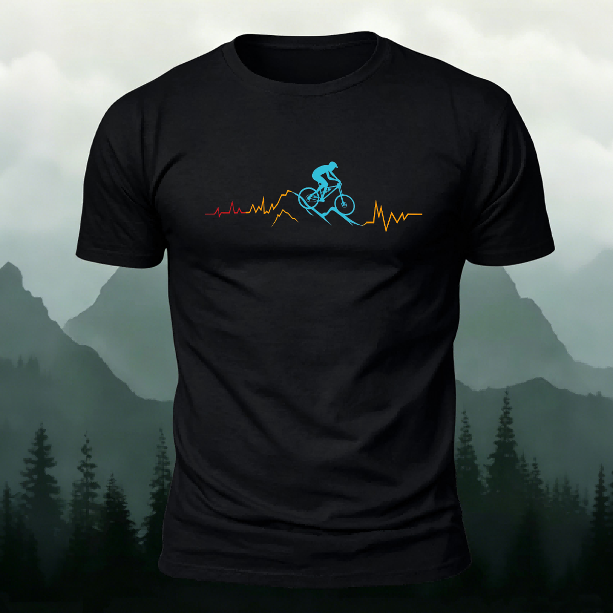 Cycling Line Pattern Skin-friendly Cotton T-Shirt