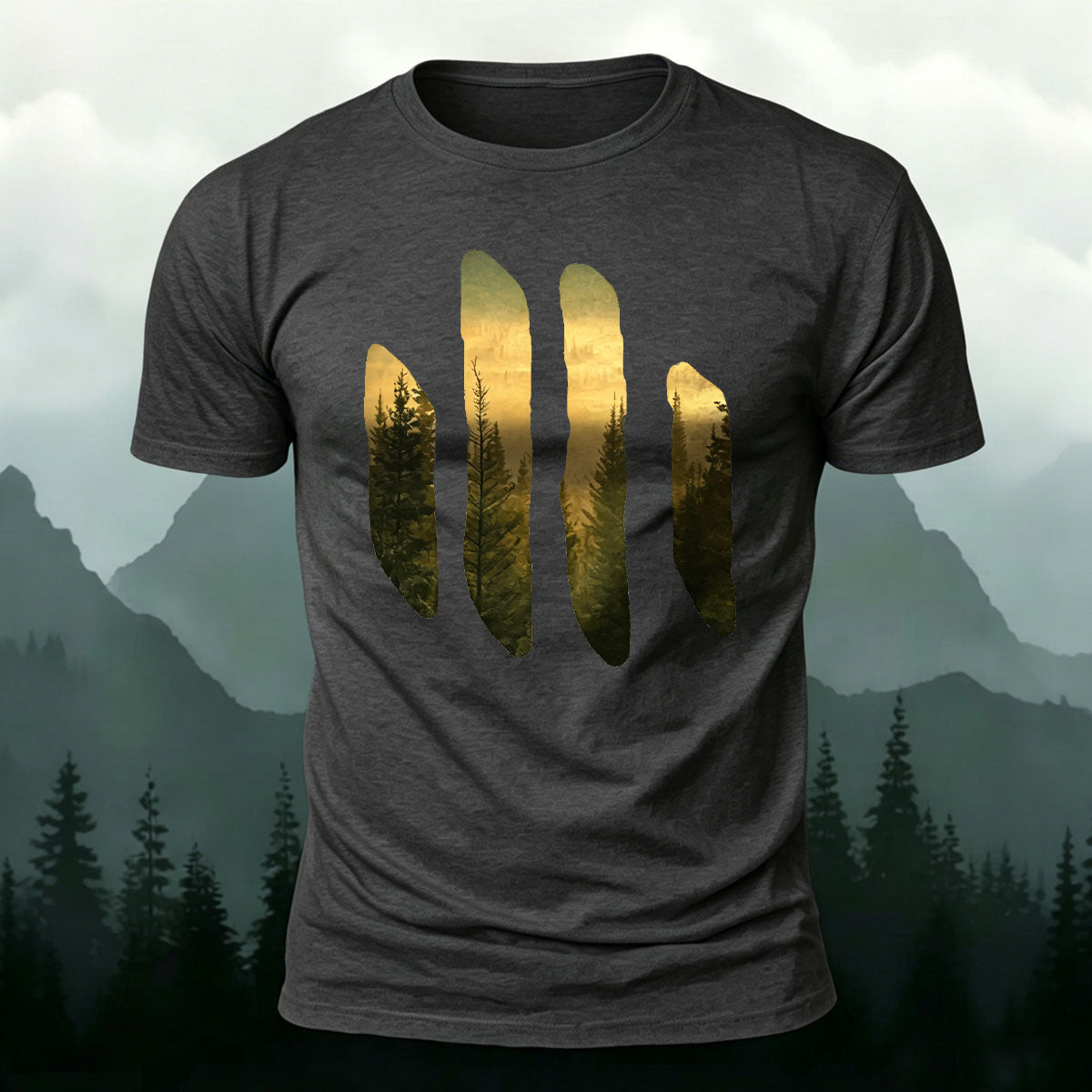 Beautiful Scenery Pattern Retro Casual Cotton T-Shirt