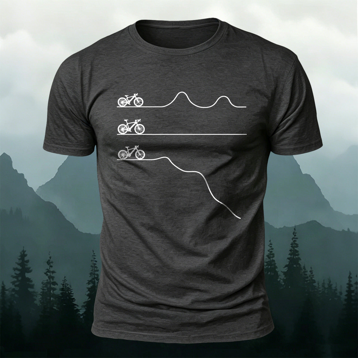 Outdoor Cycling Road Print 100% Cotton Casual T-Shirt