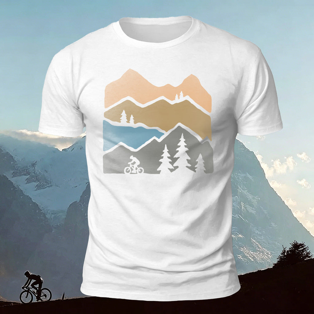 Mountain Biking Print Outdoor Casual Cotton T-Shirt