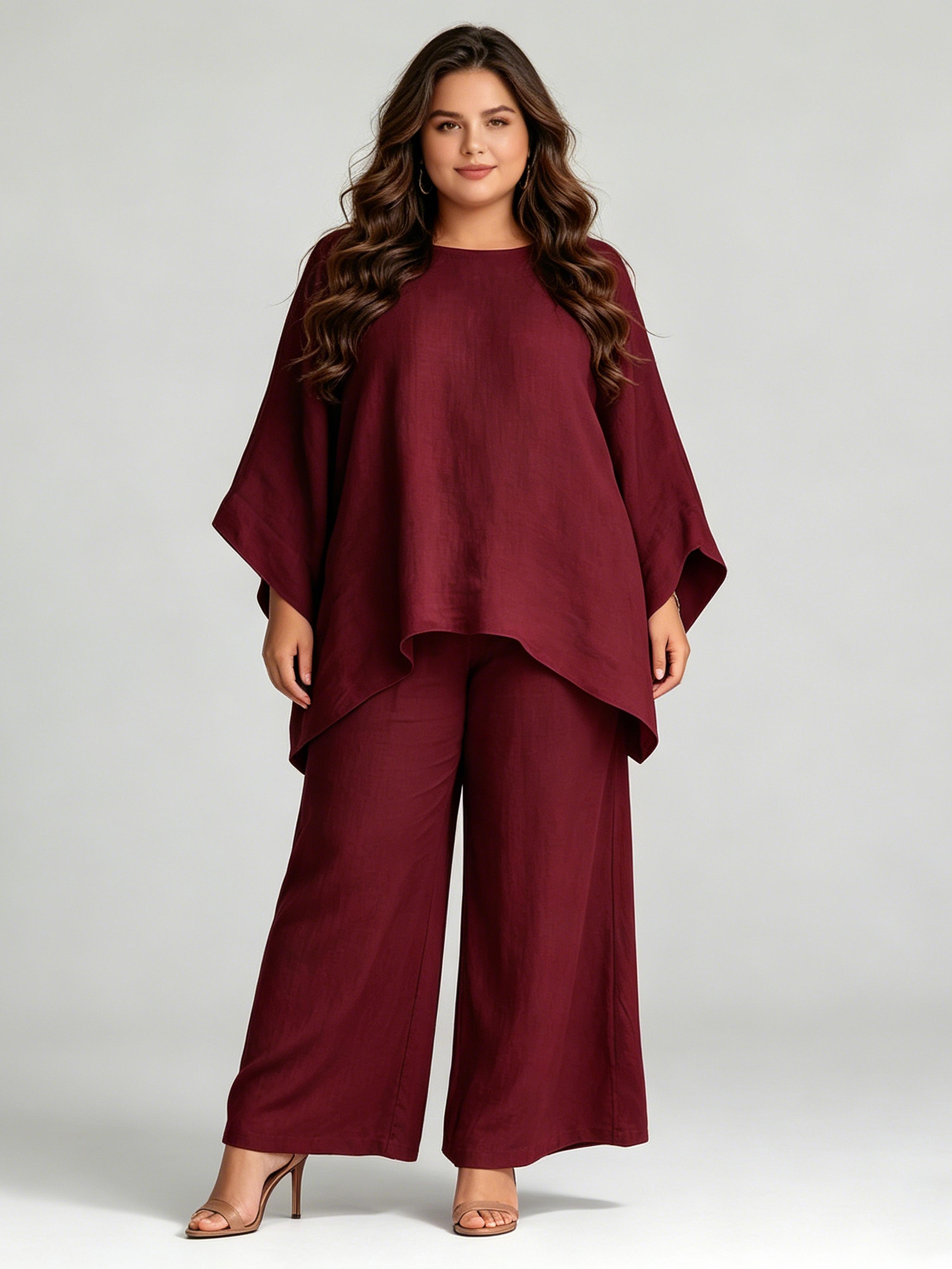 Minimalist Loose-fitting Linen-blend Shirt And Wide-leg Pants Set