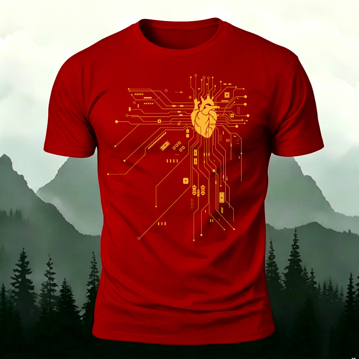 Creative Heart Pattern Combed Cotton T-Shirt