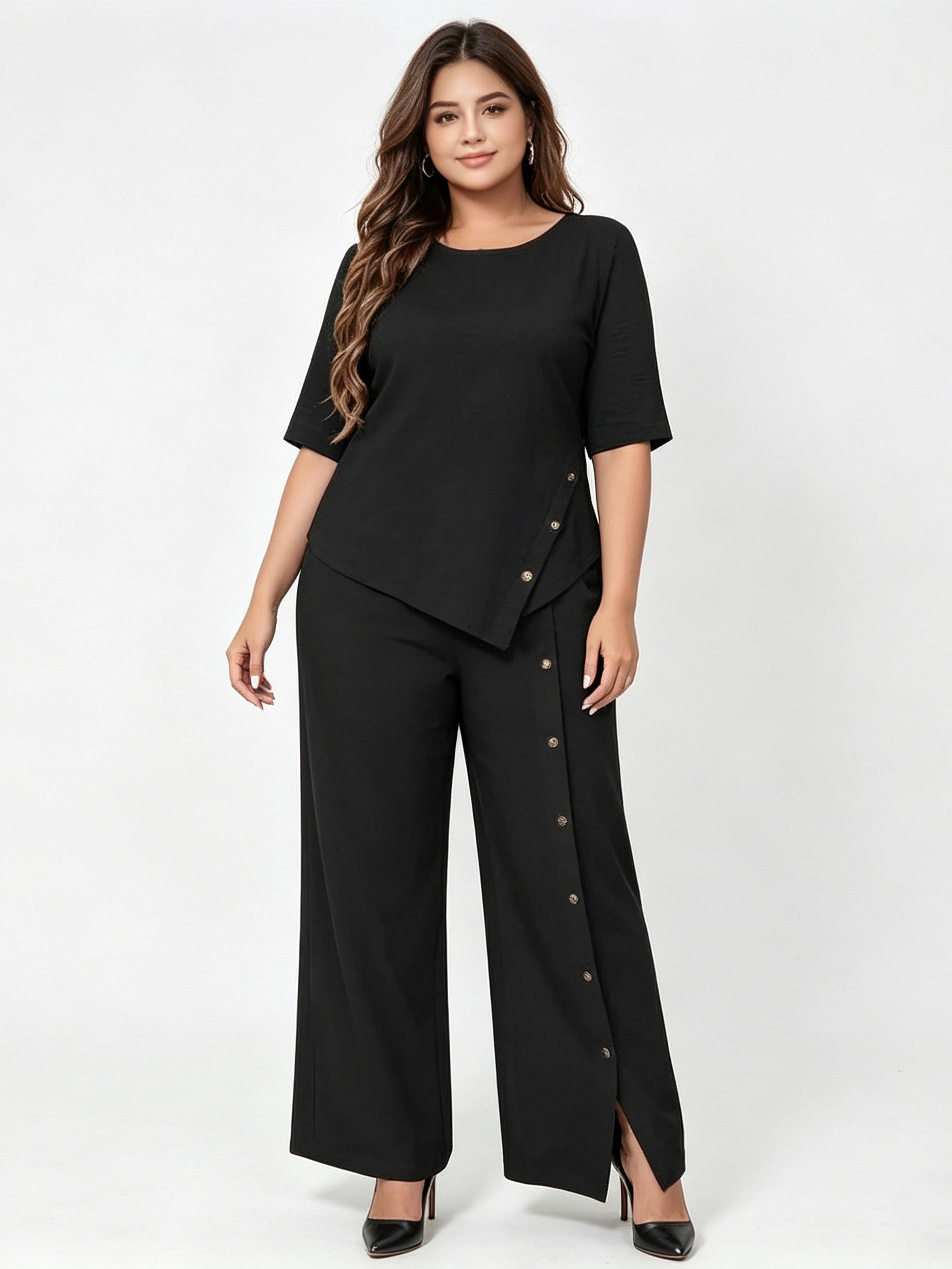 Irregular Hem Fashion Casual Button Loose Set