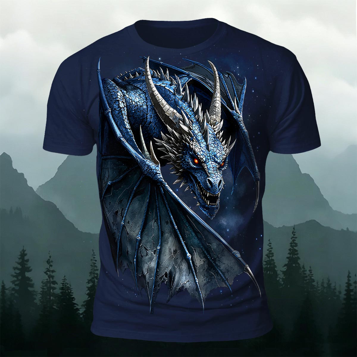 Fierce Dragon Print Cool Casual Sublimation T-Shirt