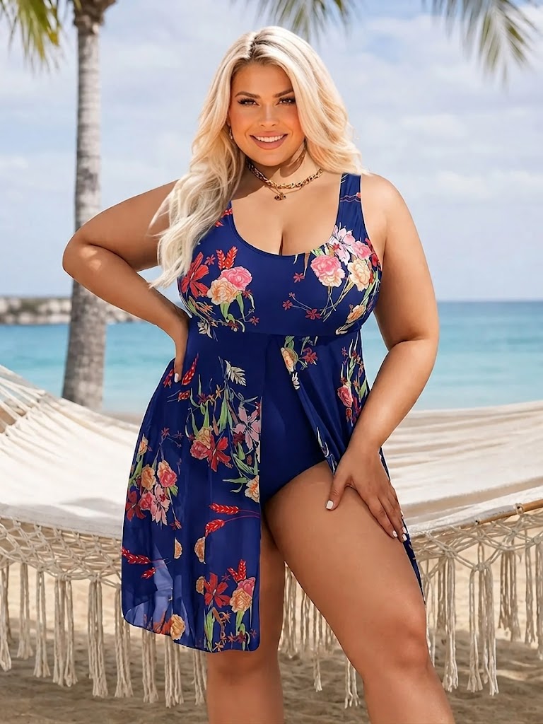 Women's Digital-Print Skirt-Style One-Piece Swimsuit