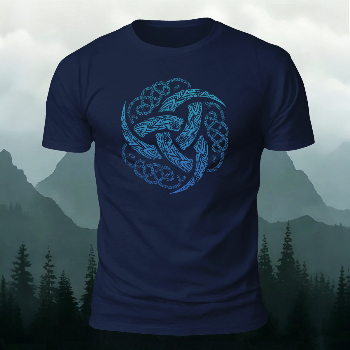 Viking Mythology Totem Print Casual Cotton T-Shirt