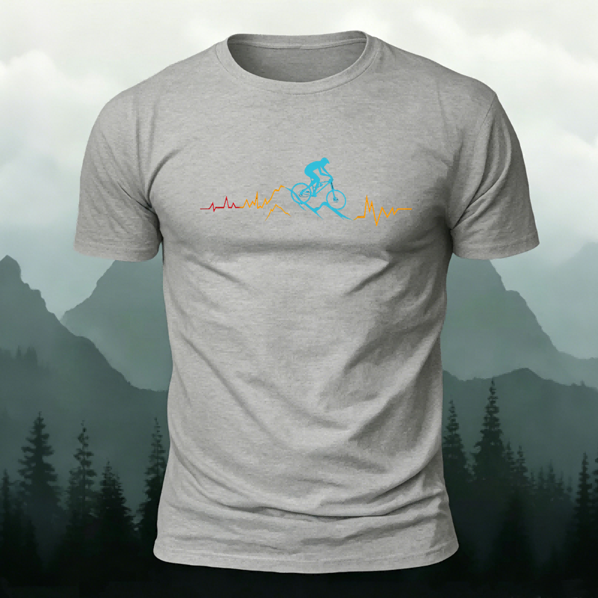 Cycling Line Pattern Skin-friendly Cotton T-Shirt