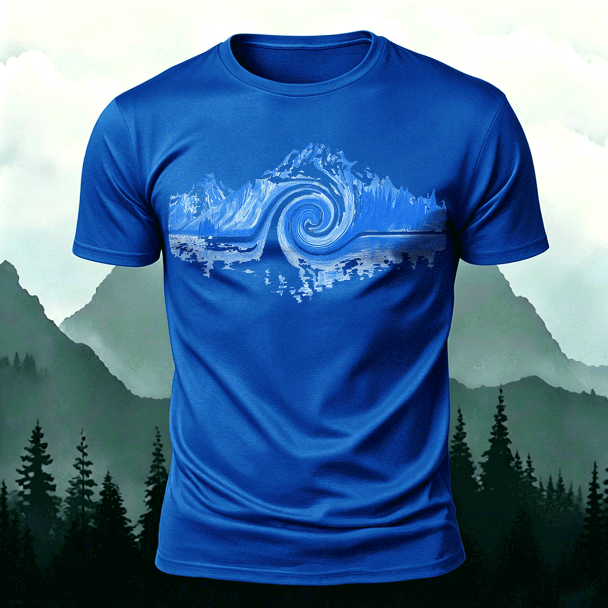 Abstract Landscape Print Premium Cotton Casual T-Shirt