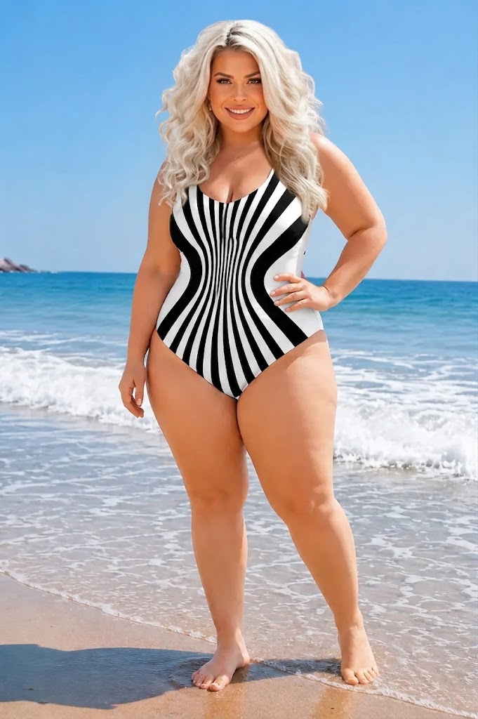 Sexy Strappy Striped Quick-Dry One-Piece Swimsuit
