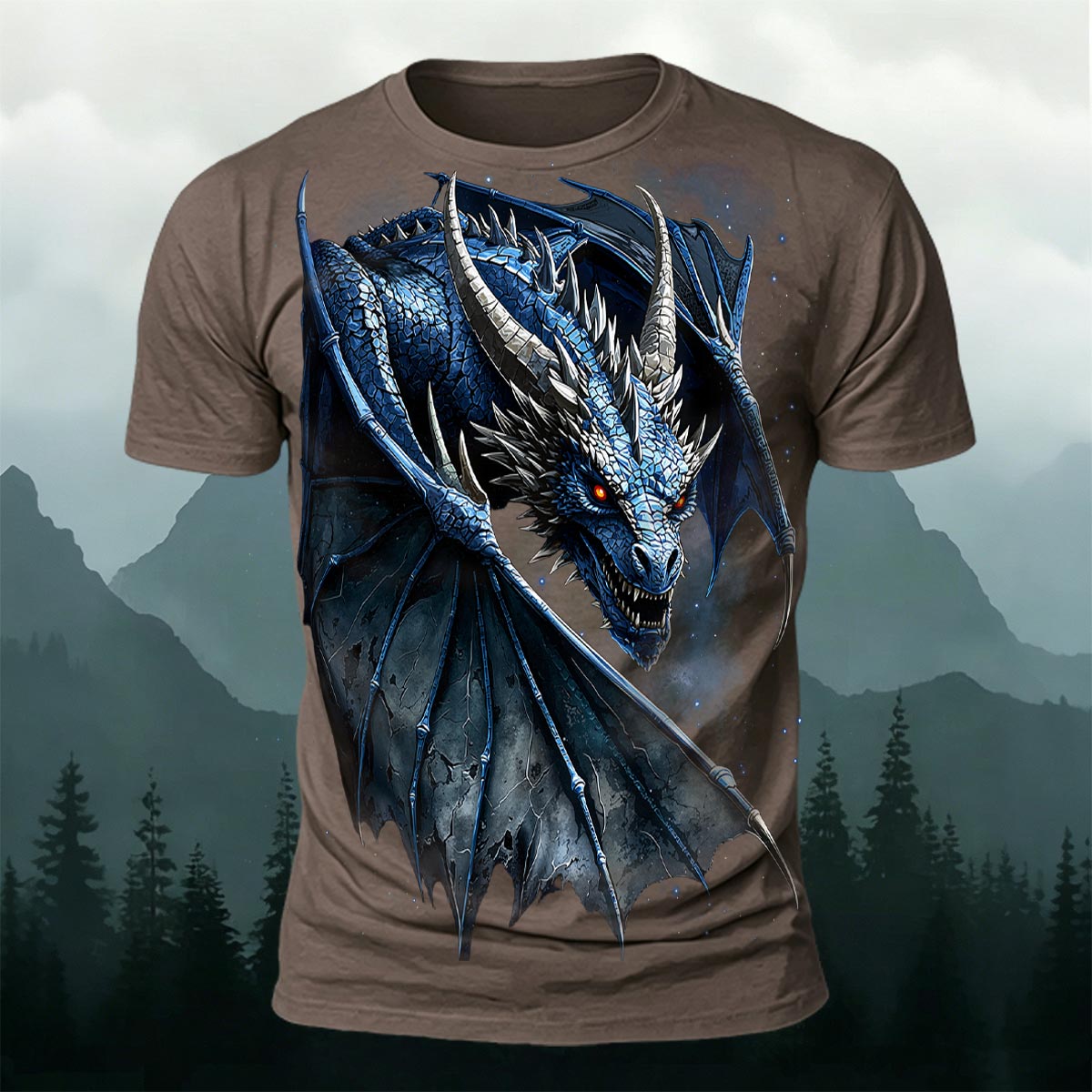 Fierce Dragon Print Cool Casual Sublimation T-Shirt