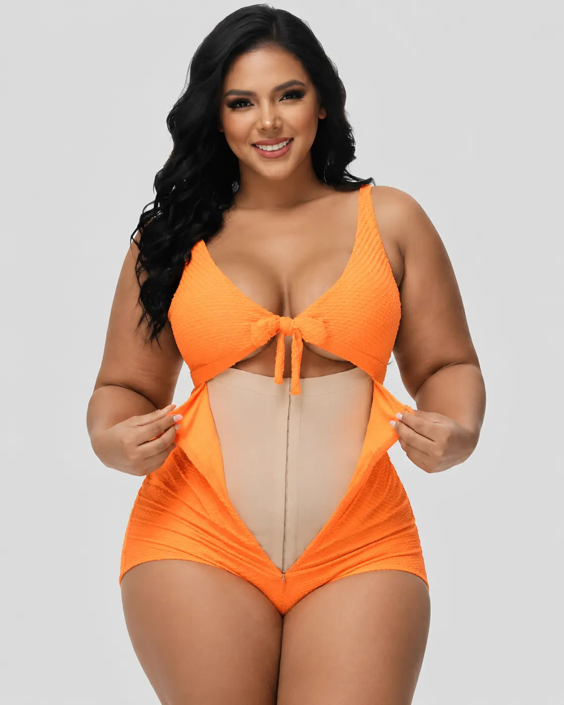 Double Layer Tummy Control Shaper Tie One Piece Swimsuit