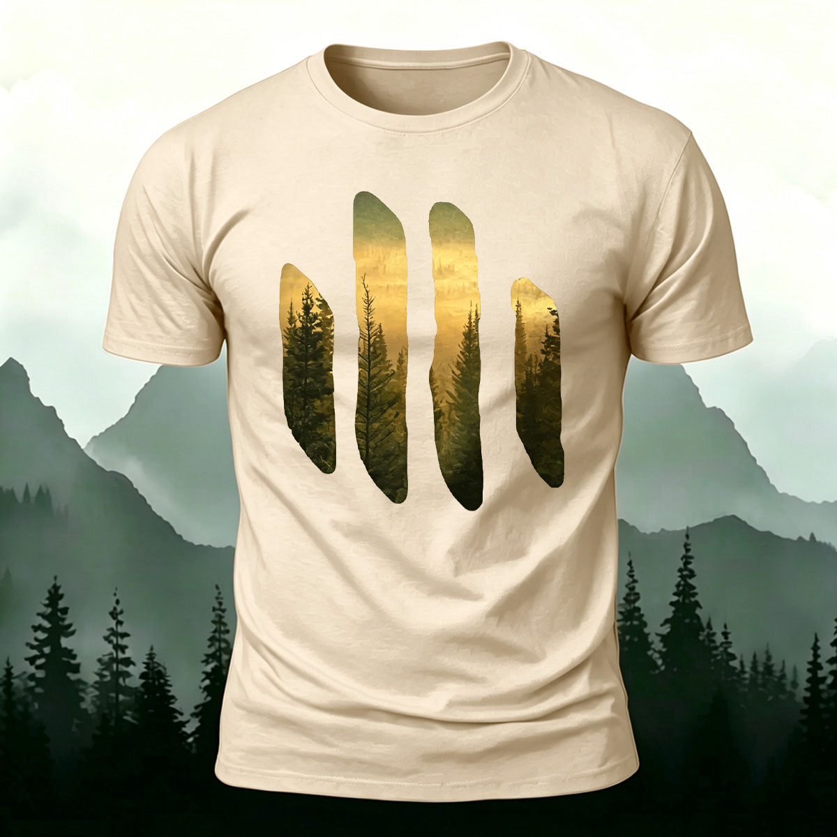 Beautiful Scenery Pattern Retro Casual Cotton T-Shirt