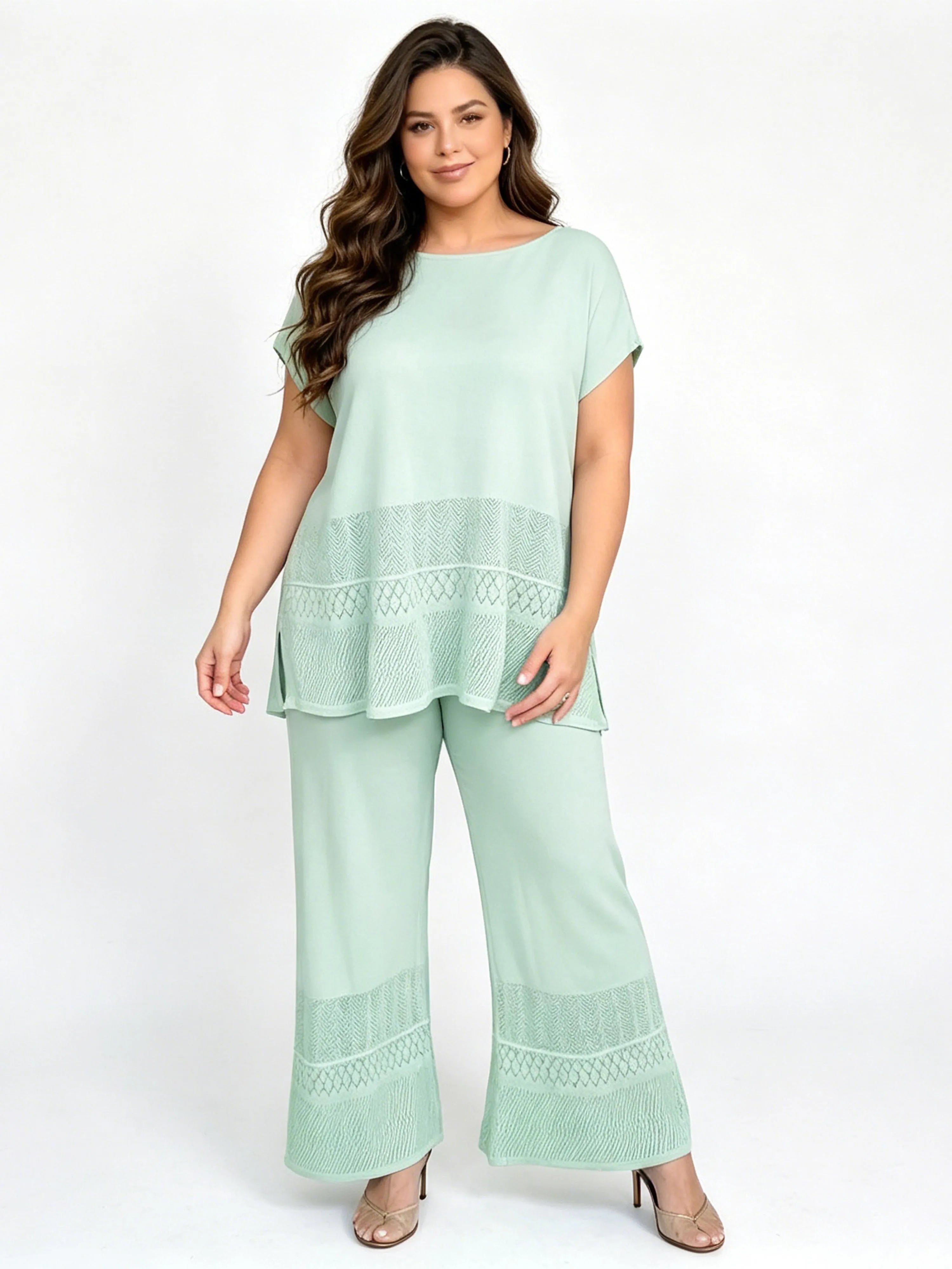 Casual Fashion Hollow-Out Solid Color Loose-Fit Set