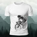 Cycling Pattern Mountain-Style Cotton Casual T-Shirt