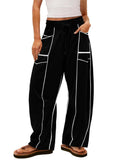 Women Loose Casual Drawstring Wide Leg Pants