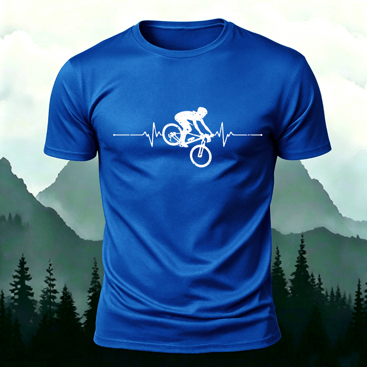 Minimalist Cycling Pattern Soft Comfortable Cotton T-Shirt