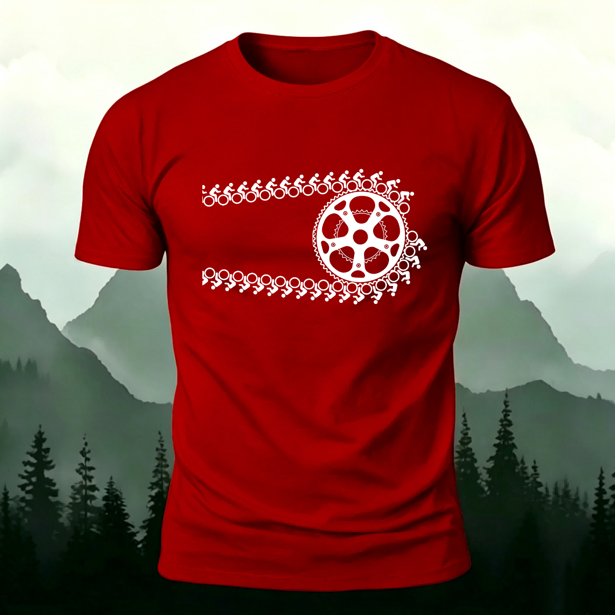 Artistic Cycling Pattern Outdoor Style Skin-Friendly T-Shirt