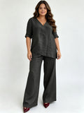 French-style Elegant Irregular Hem V-neck Comfortable Set