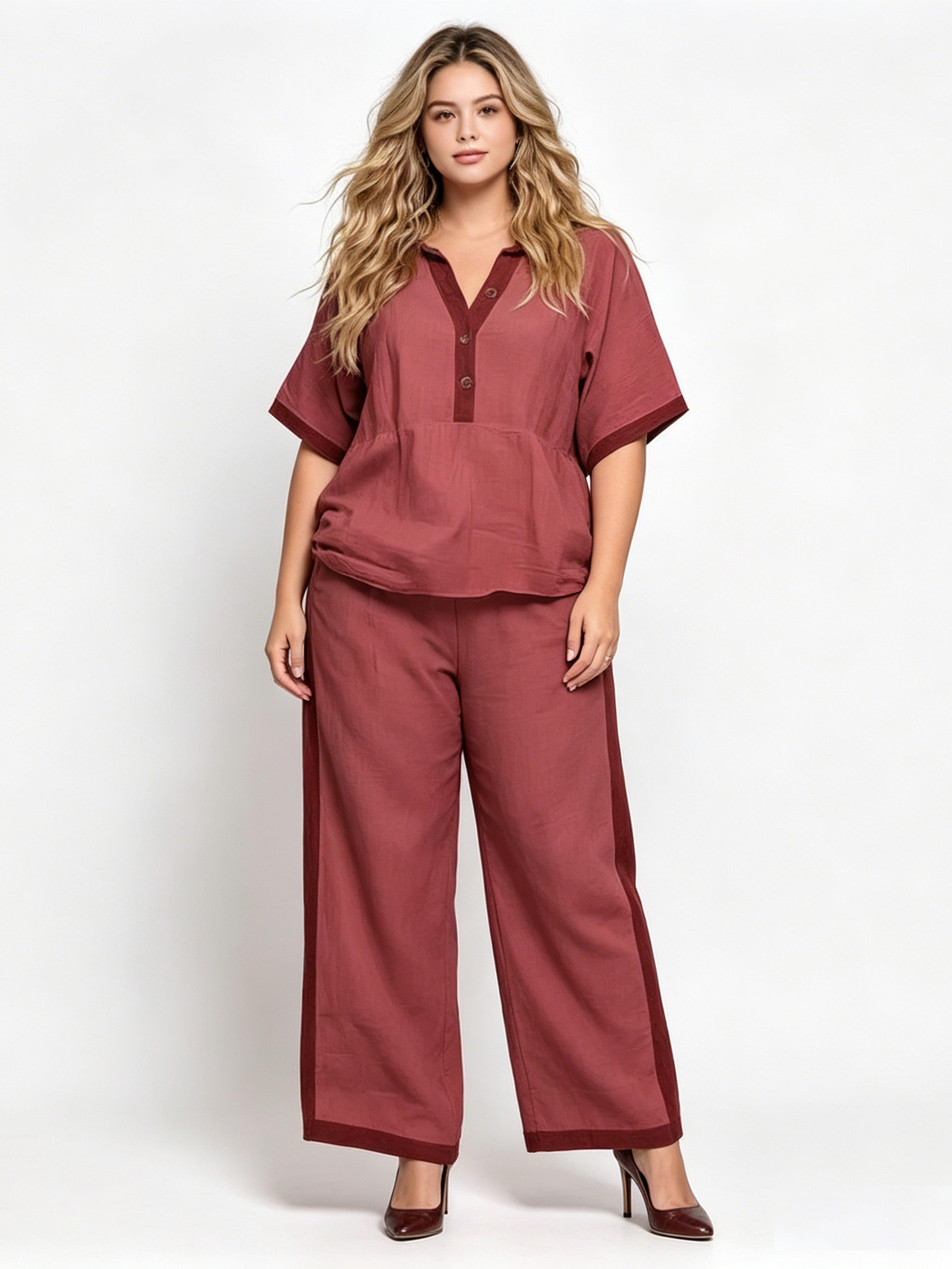 Women's Cotton-Linen Casual Loose-Fit Wide-Leg Pants Set
