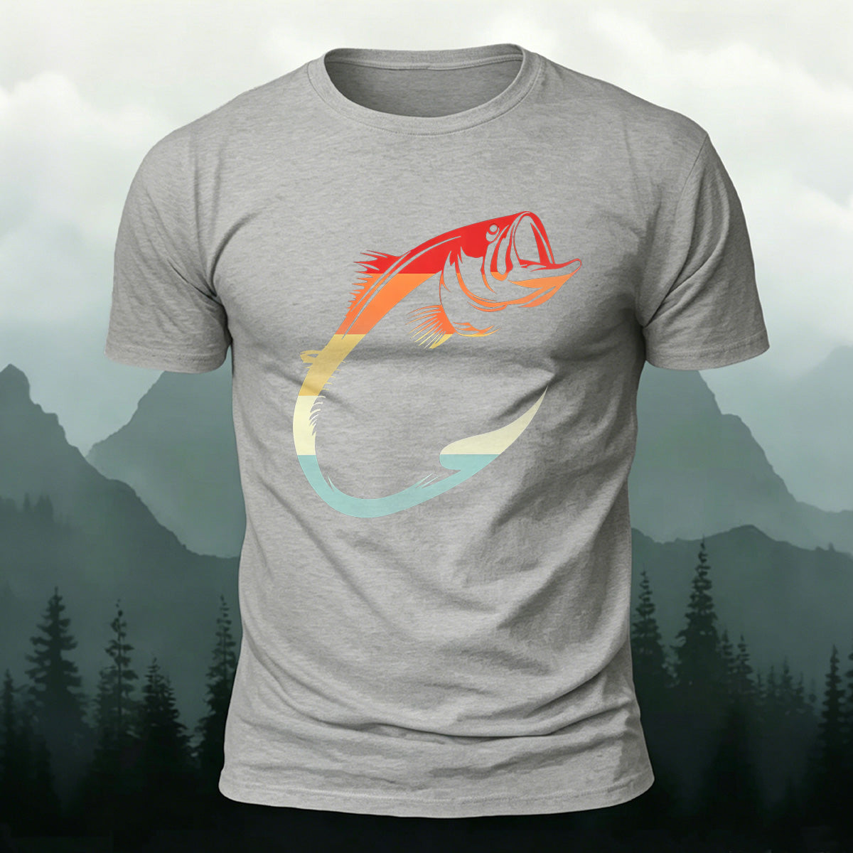 Colorful Hook Print Breathable Material Casual T-Shirt