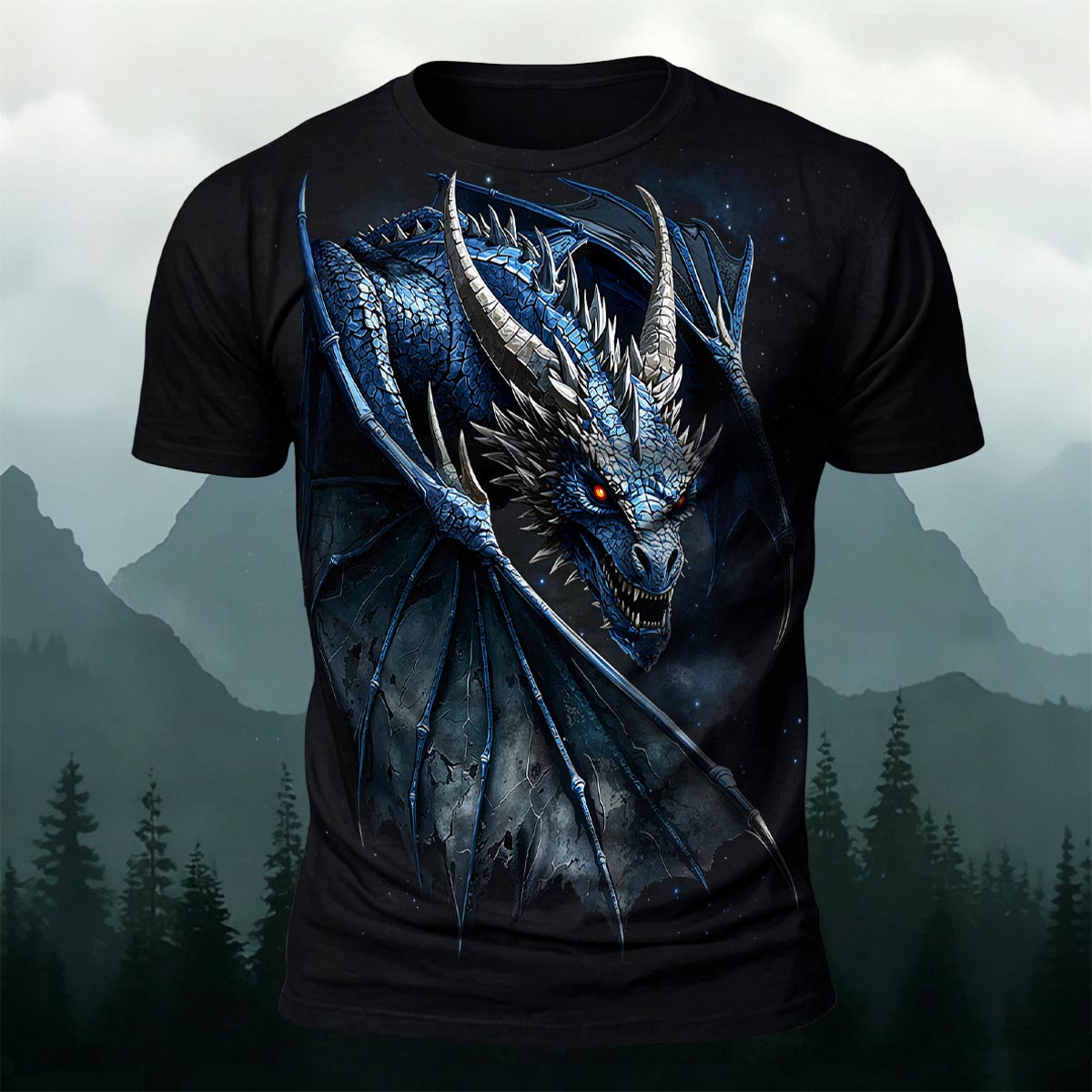 Fierce Dragon Print Cool Casual Sublimation T-Shirt