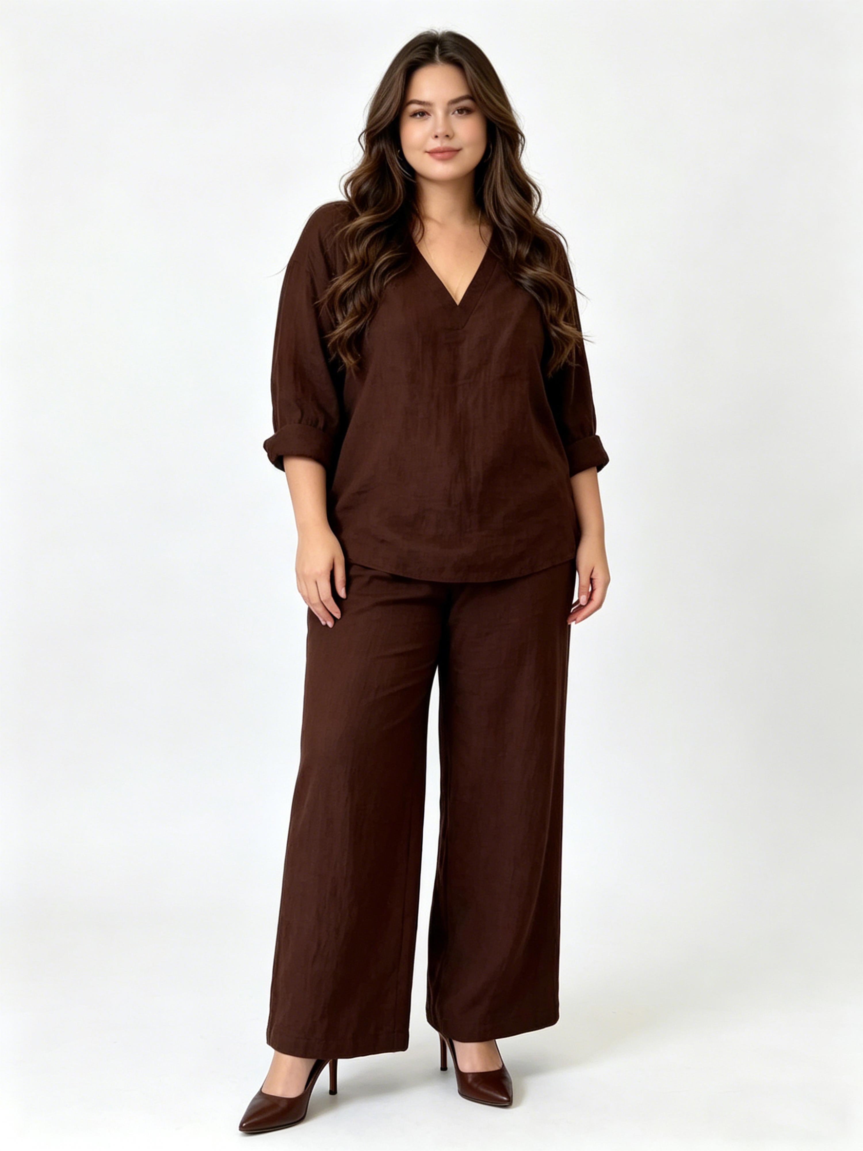 Minimalist Stylish Casual V-neck Comfortable Set