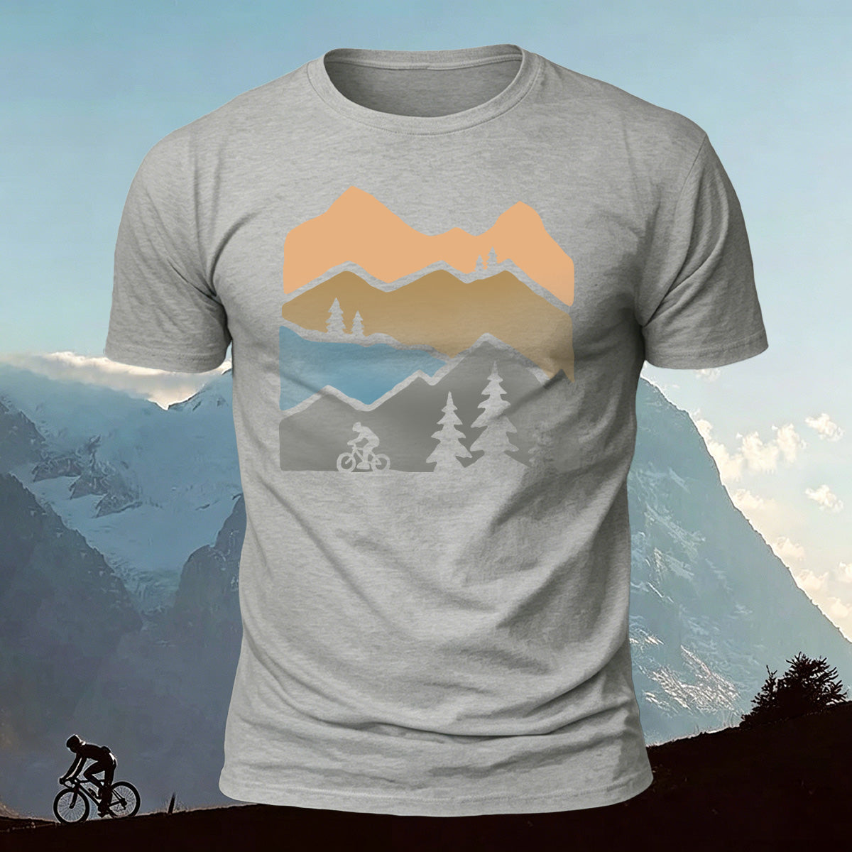 Mountain Biking Print Outdoor Casual Cotton T-Shirt