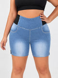Women's Mid-Rise Butt-Lifting Loose-Fit Washed Denim Shorts