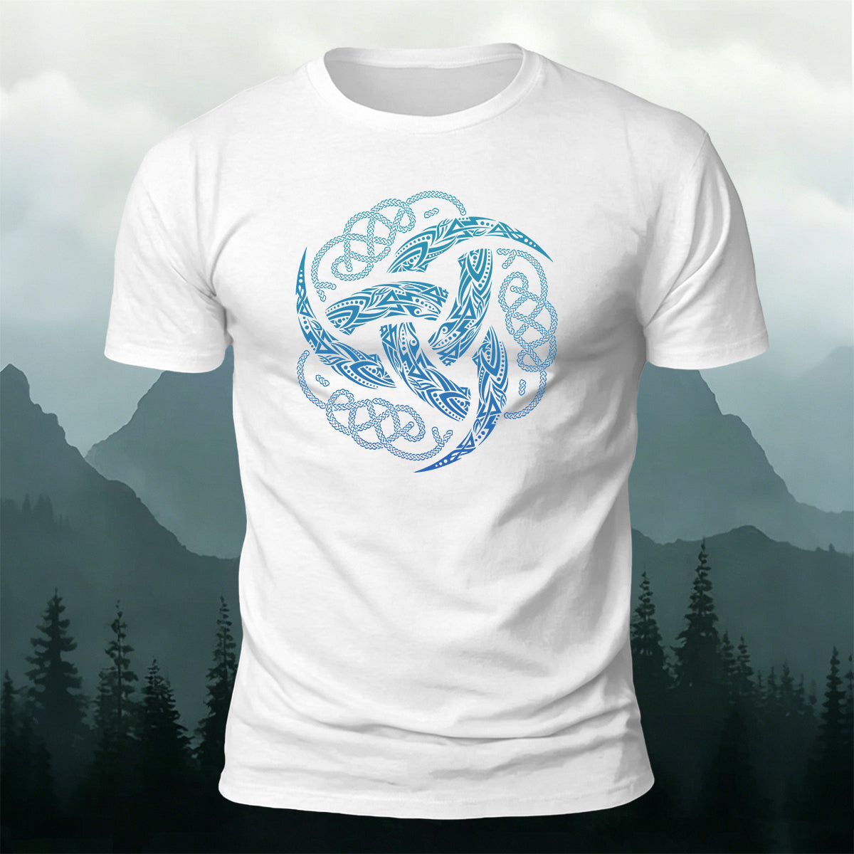 Viking Mythology Totem Print Casual Cotton T-Shirt