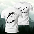 Fish and Hook Pattern Outdoor Style Casual T-Shirt