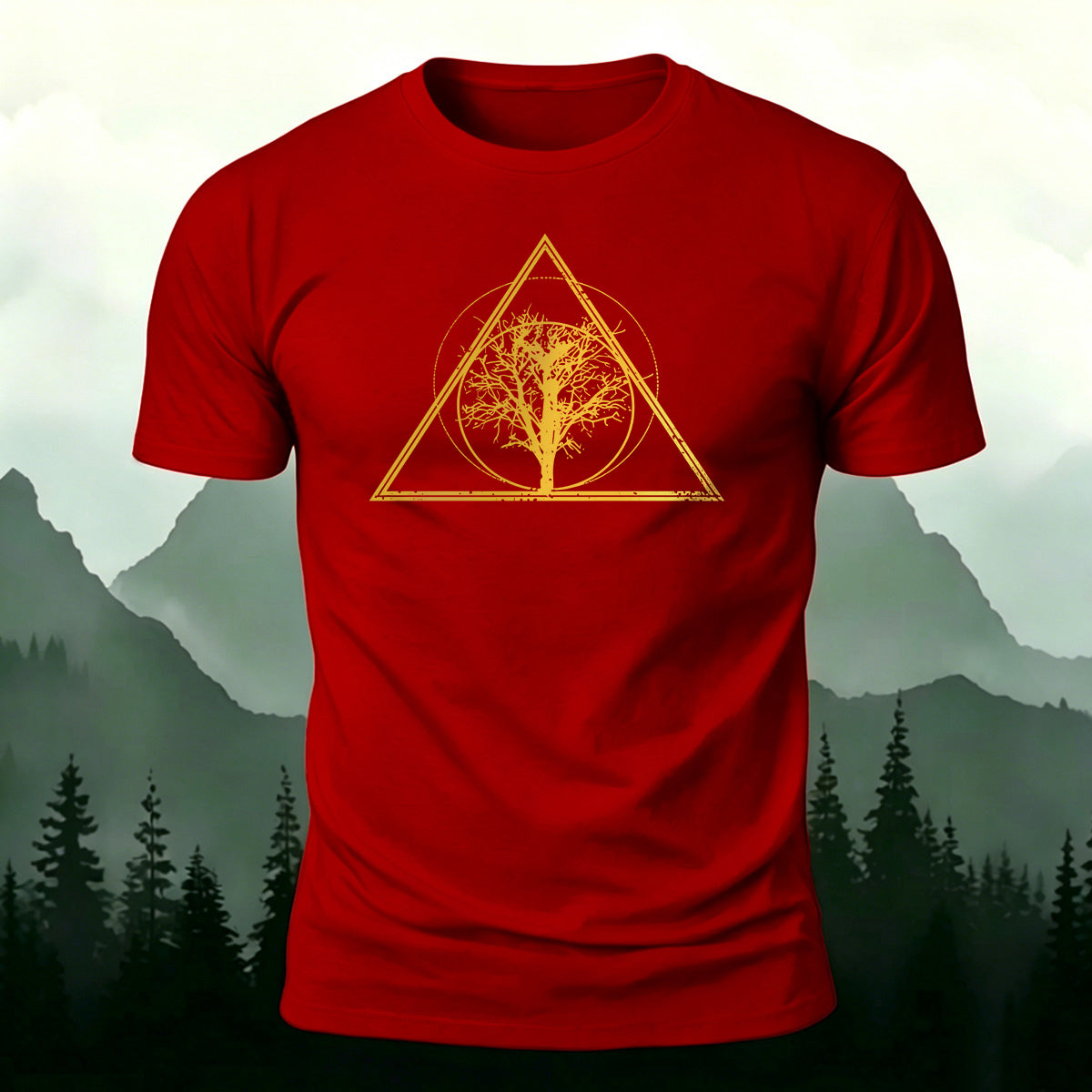 Tree-shaped Pattern Minimalist 100% Cotton T-Shirt