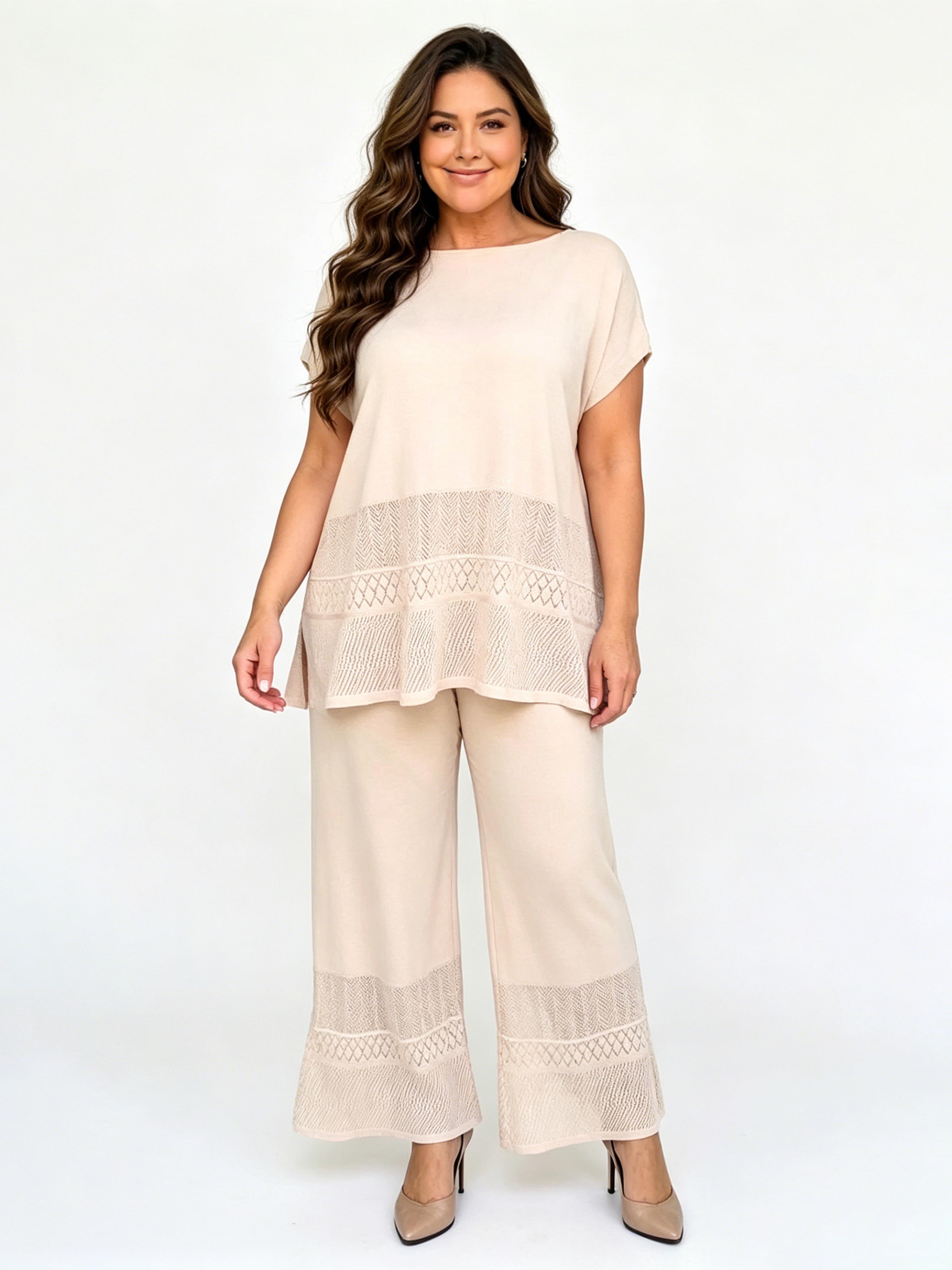 Casual Fashion Hollow-Out Solid Color Loose-Fit Set