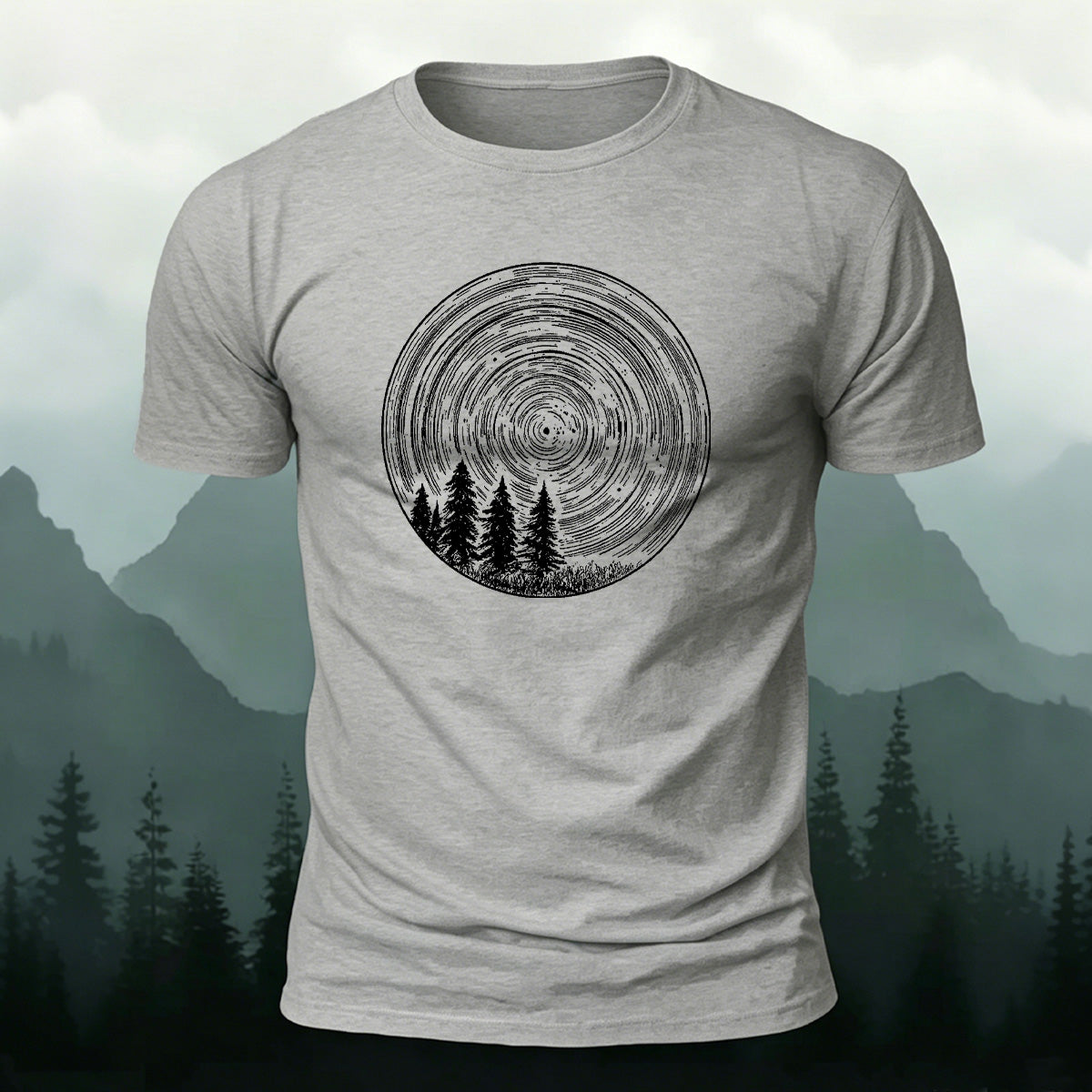 Circular Pattern Print Minimalist Breathable Material T-shirt