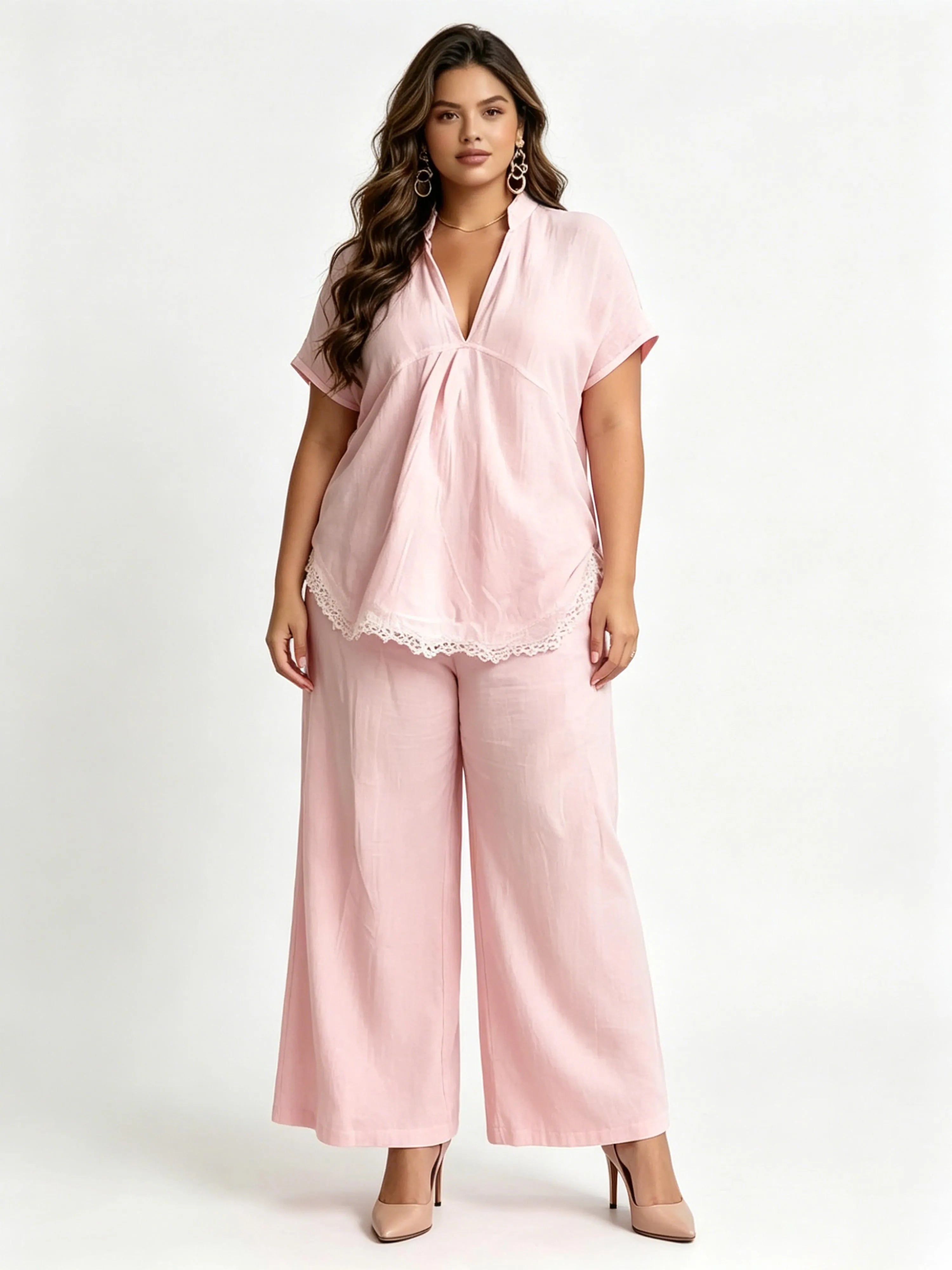 Summer Short-Sleeve and Loose-Fit Long-Pants Set