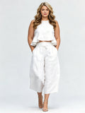 Women's Ruffle-Trimmed Linen-Blend Set