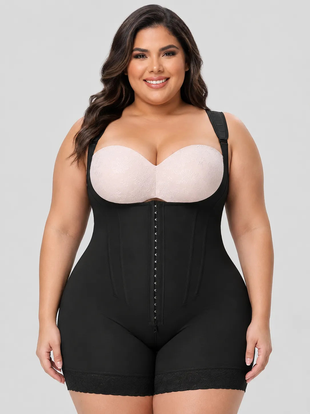 Steel Bone Hook Eye Mesh Shaping Bodysuit