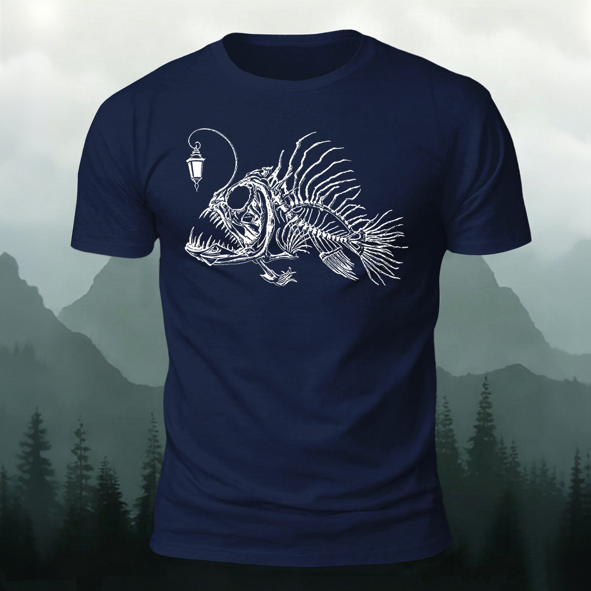 Underwater Fishbone Pattern Cotton Casual T-Shirt